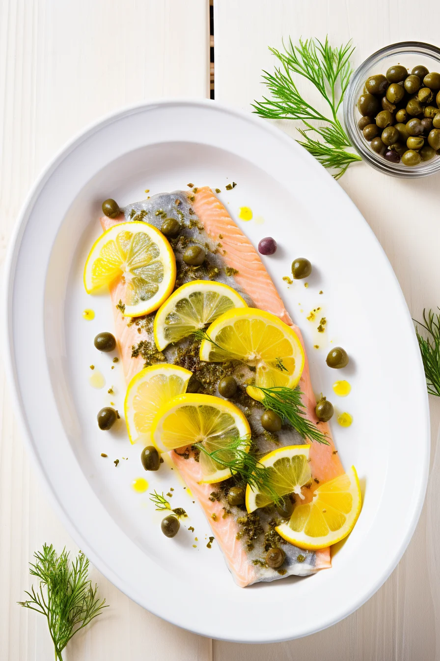 Ingredients for Baked Trout with Lemon, Capers, and Dill
