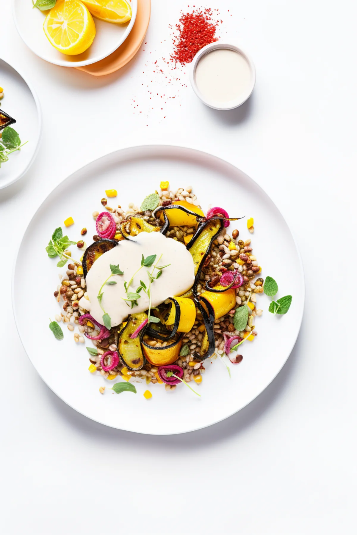 Barley and Roasted Vegetable Bowl with Lemon Yogurt Sauce_001