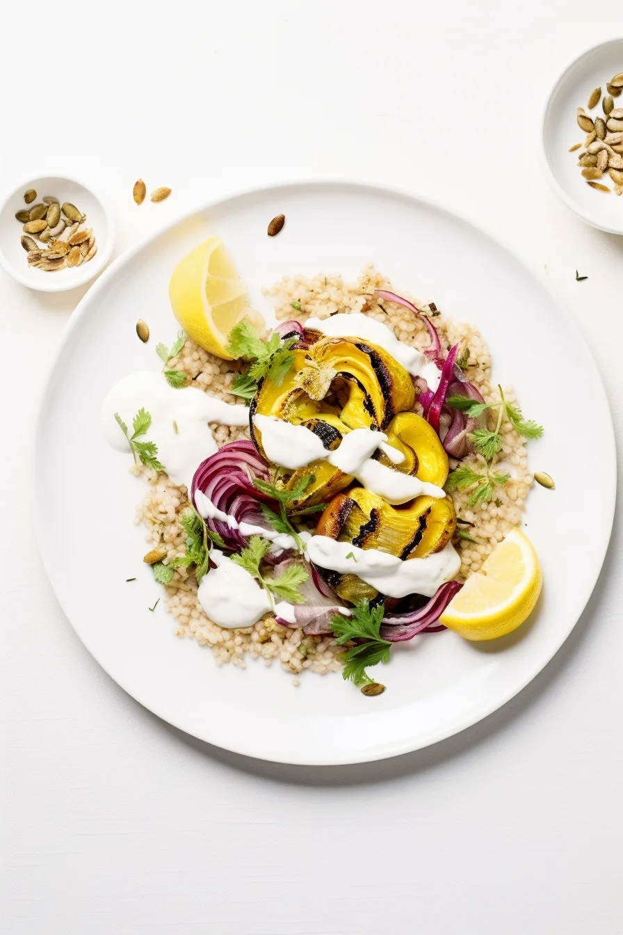 Ingredients for Barley and Roasted Vegetable Bowl