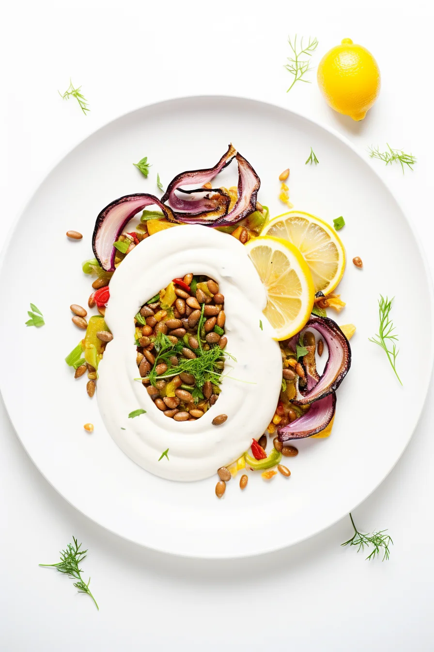 Barley and Roasted Vegetable Bowl with Lemon Yogurt Sauce
