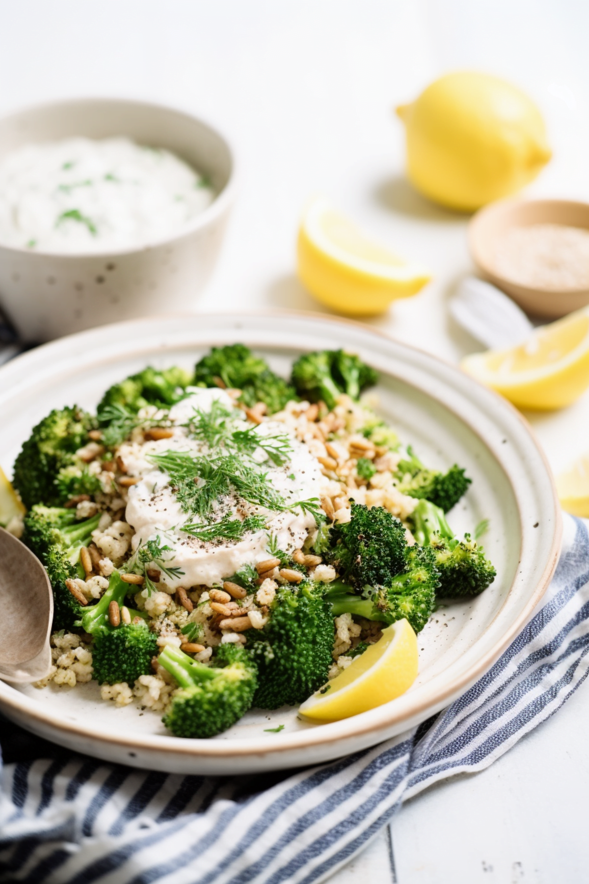 Bulgur Wheat with Charred Broccoli and Lemon Tahini_001