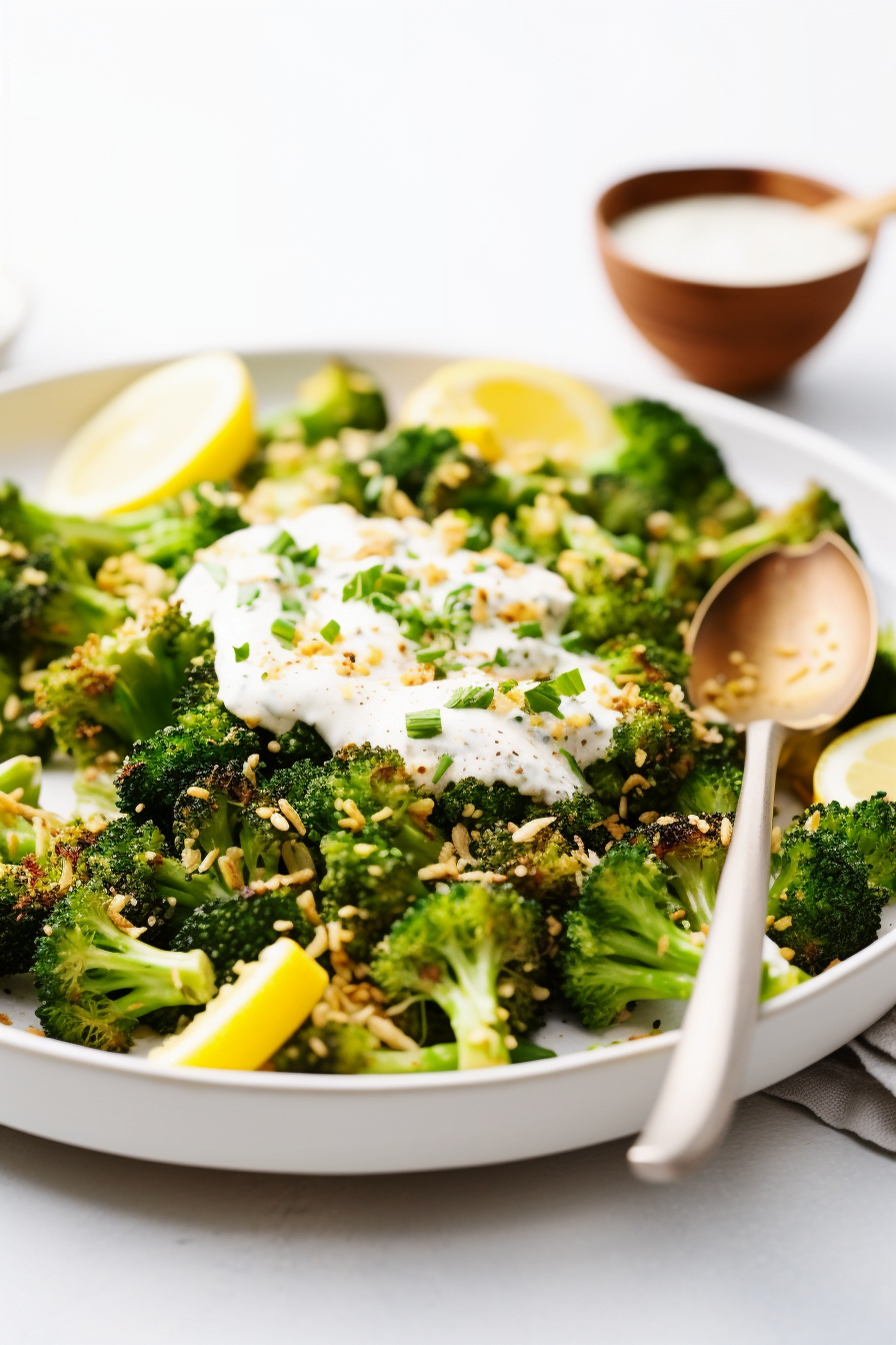 Bulgur Wheat with Charred Broccoli and Lemon Tahini
