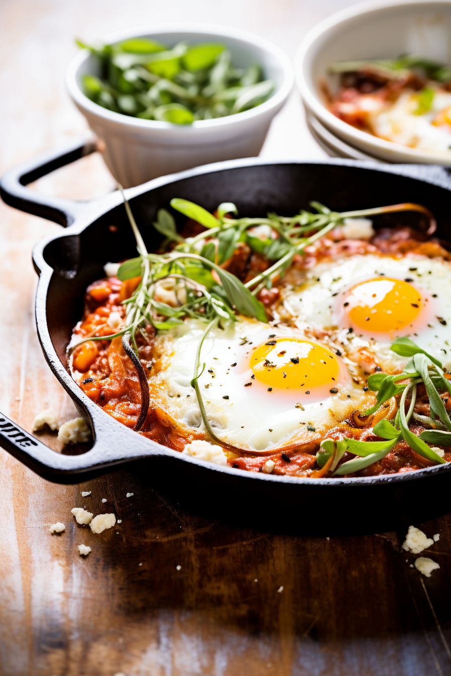 Preparing Caramelized Onion and Goat Cheese Shakshuka