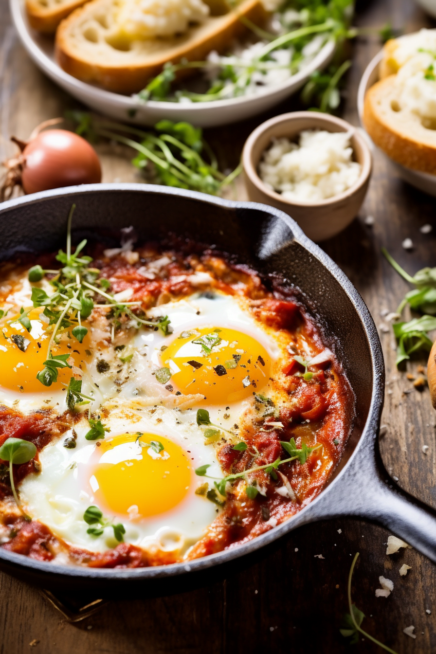 Caramelized Onion and Goat Cheese Shakshuka with Thyme