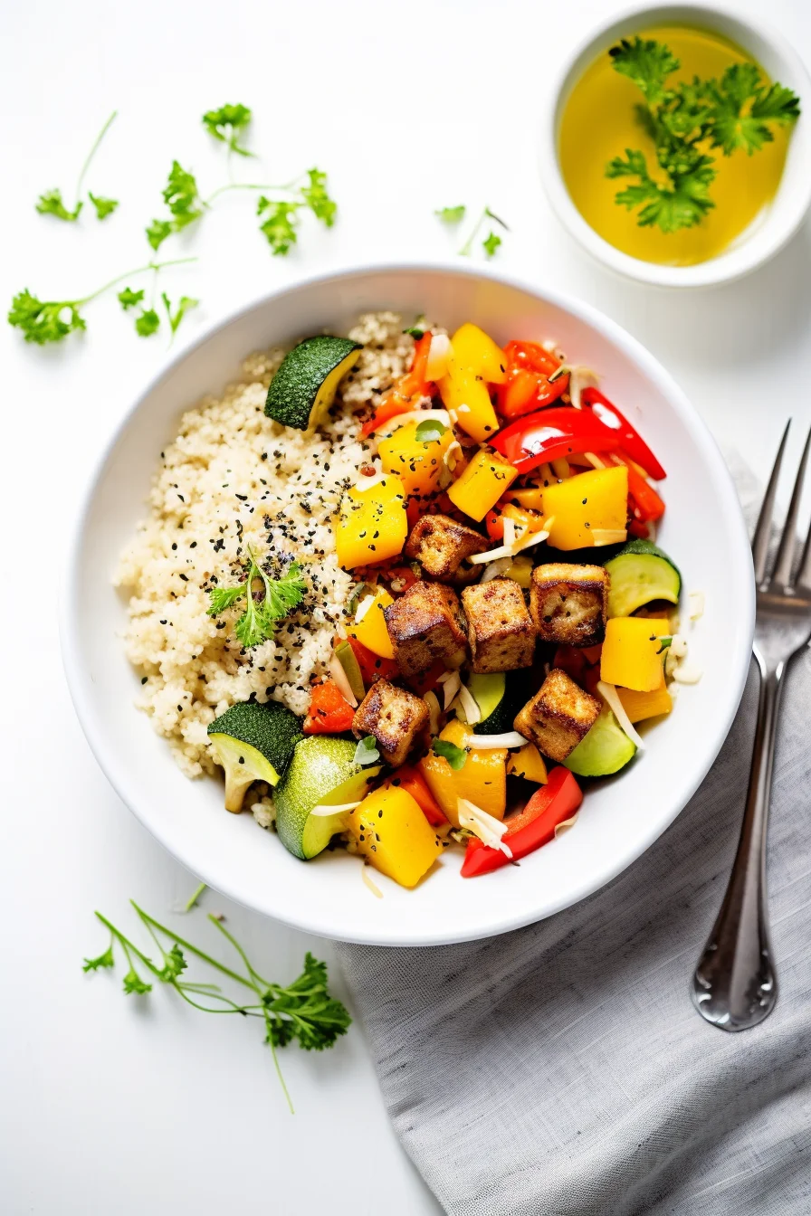 Cauliflower Rice Stir-Fry with Tofu and Vegetables
