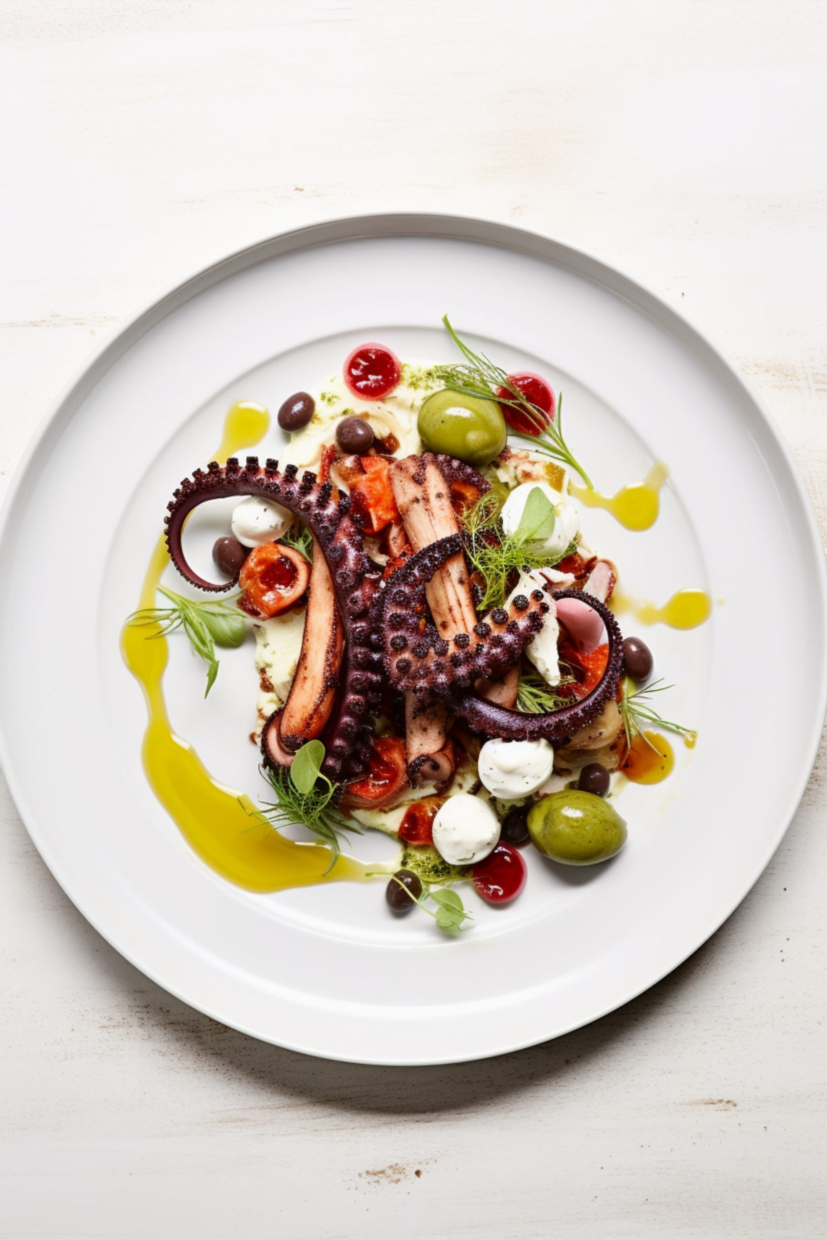 Charred Octopus with Fava Bean Purée and Chorizo Vinaigrette_001