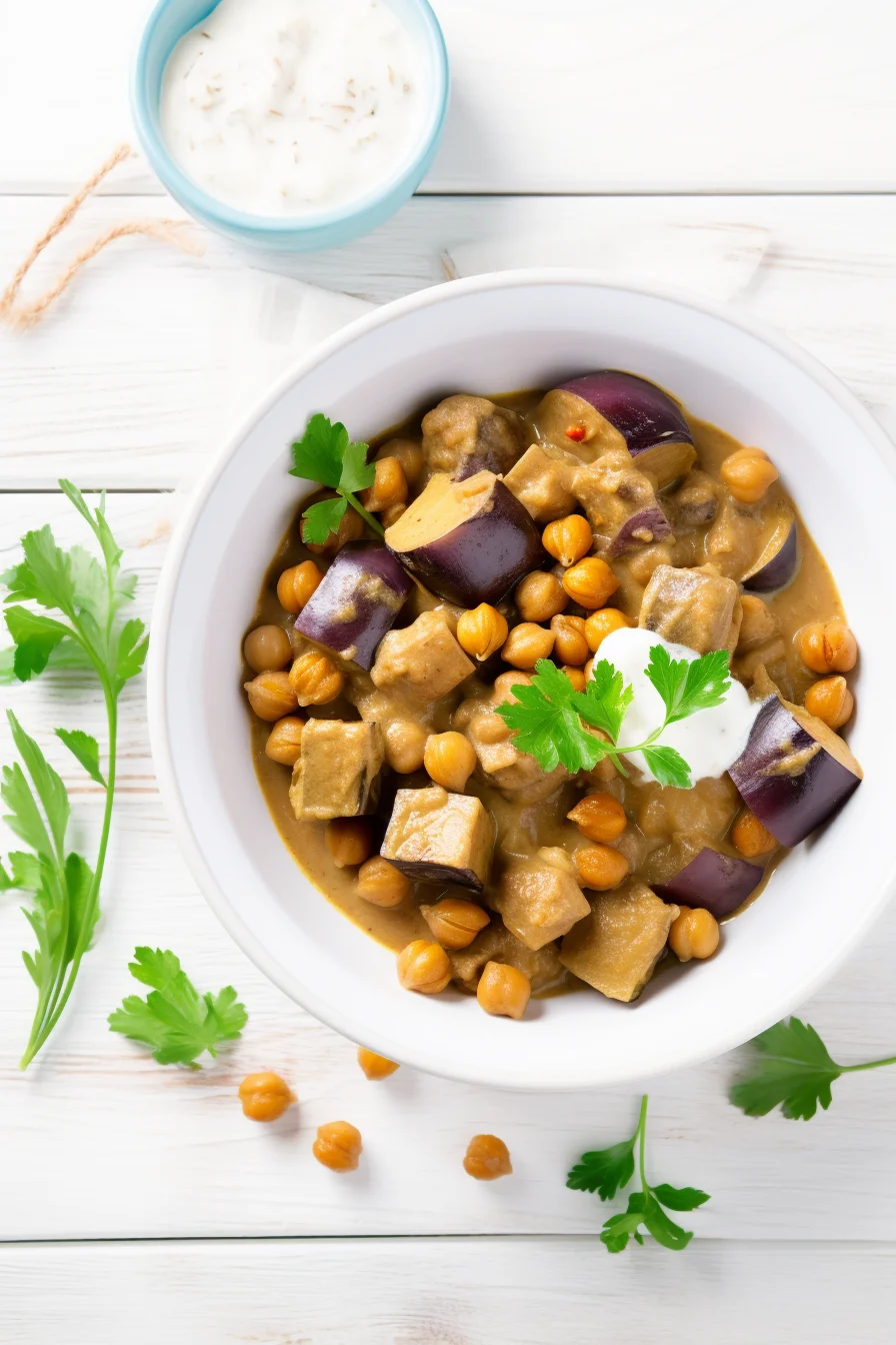 Ingredients for Chickpea and Eggplant Curry with Coconut Milk