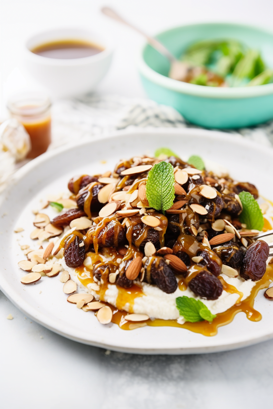 Couscous Breakfast Bowl with Dates and Almonds Cooking Mediterranean