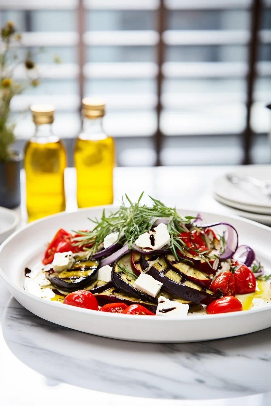 Croatian Summer Salad with Grilled Vegetables and Olives