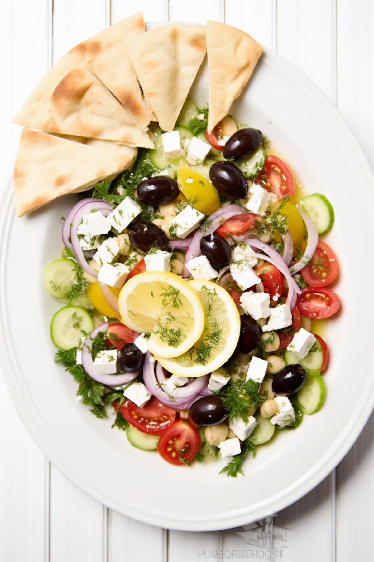 Cucumber, Tomato, and Feta Cheese Salad with Pita Bread_001