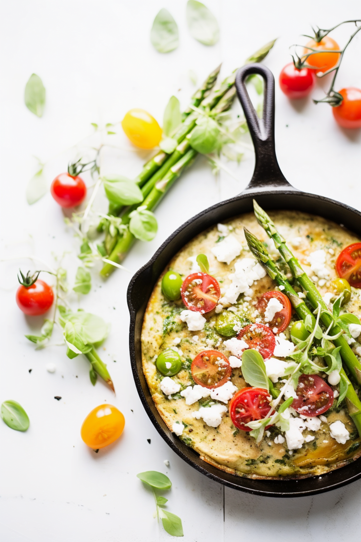 Egg White Frittata with Asparagus, Goat Cheese, and Tomatoes_001