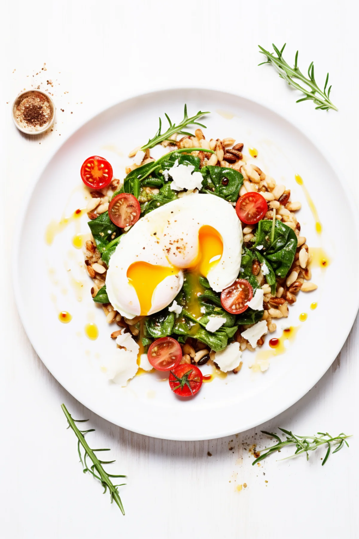 Farro Breakfast Bowl with Poached Egg and Sautéed Greens_001