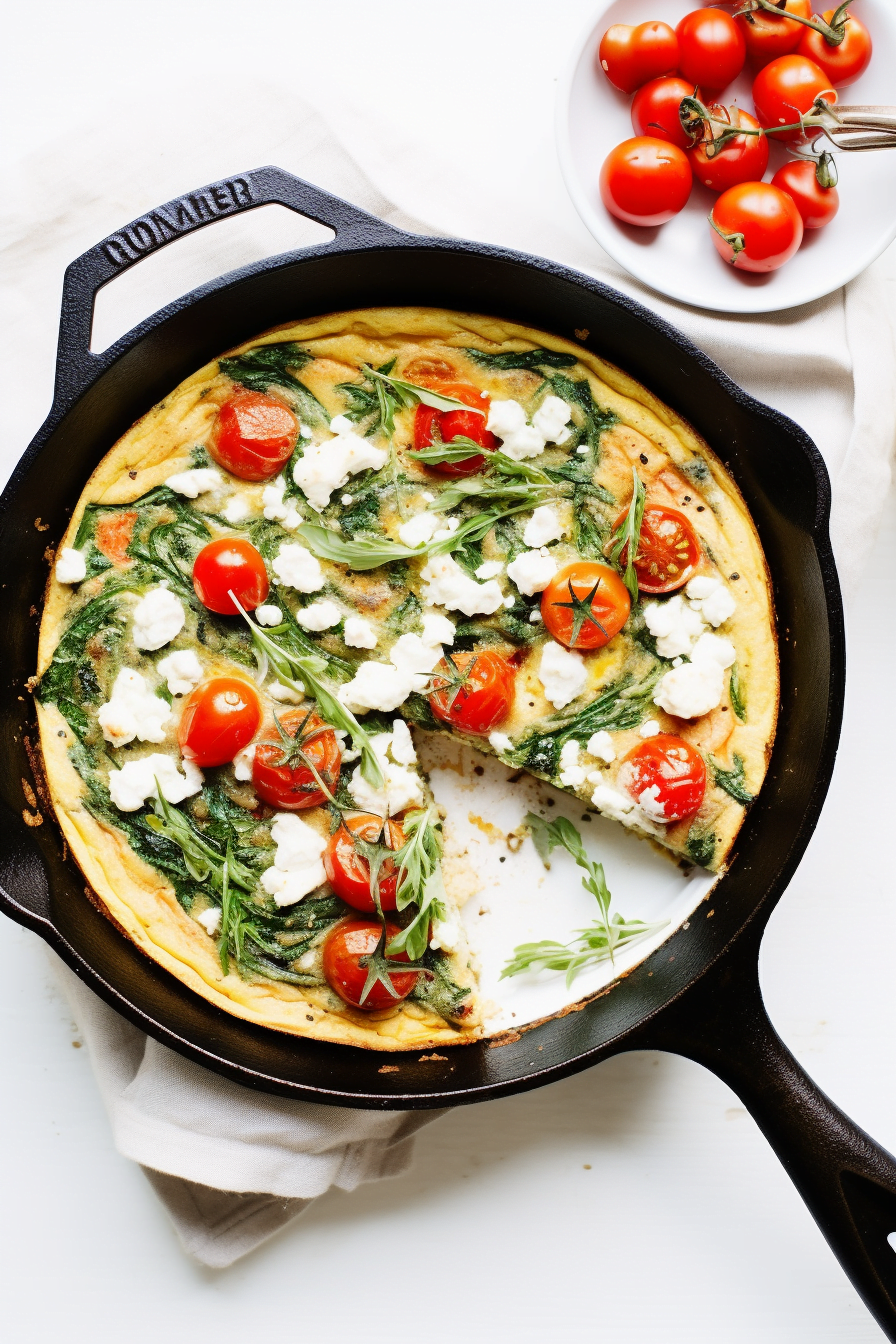 Ingredients for Frittata with Spinach, Tomatoes, and Feta Cheese