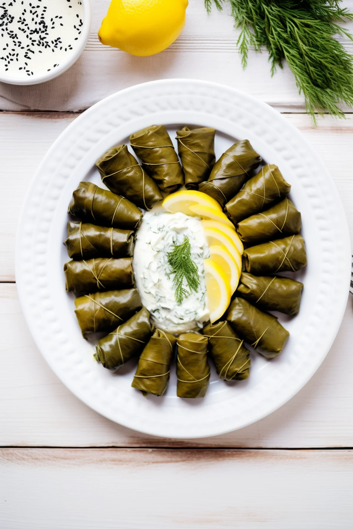 Greek Dolmades with Lemon and Dill Yogurt Sauce_001