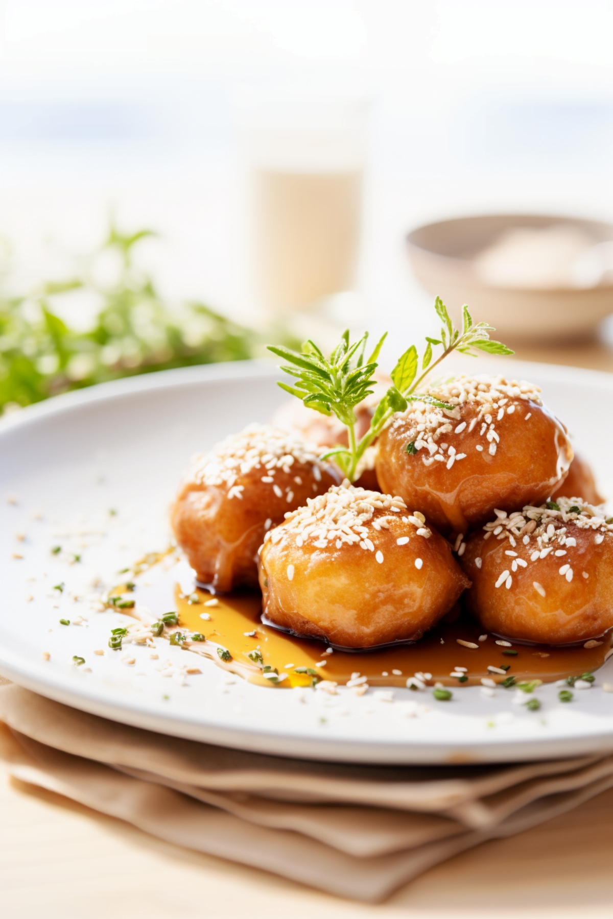 Greek Loukoumades with Thyme Honey and Sesame Seeds_001