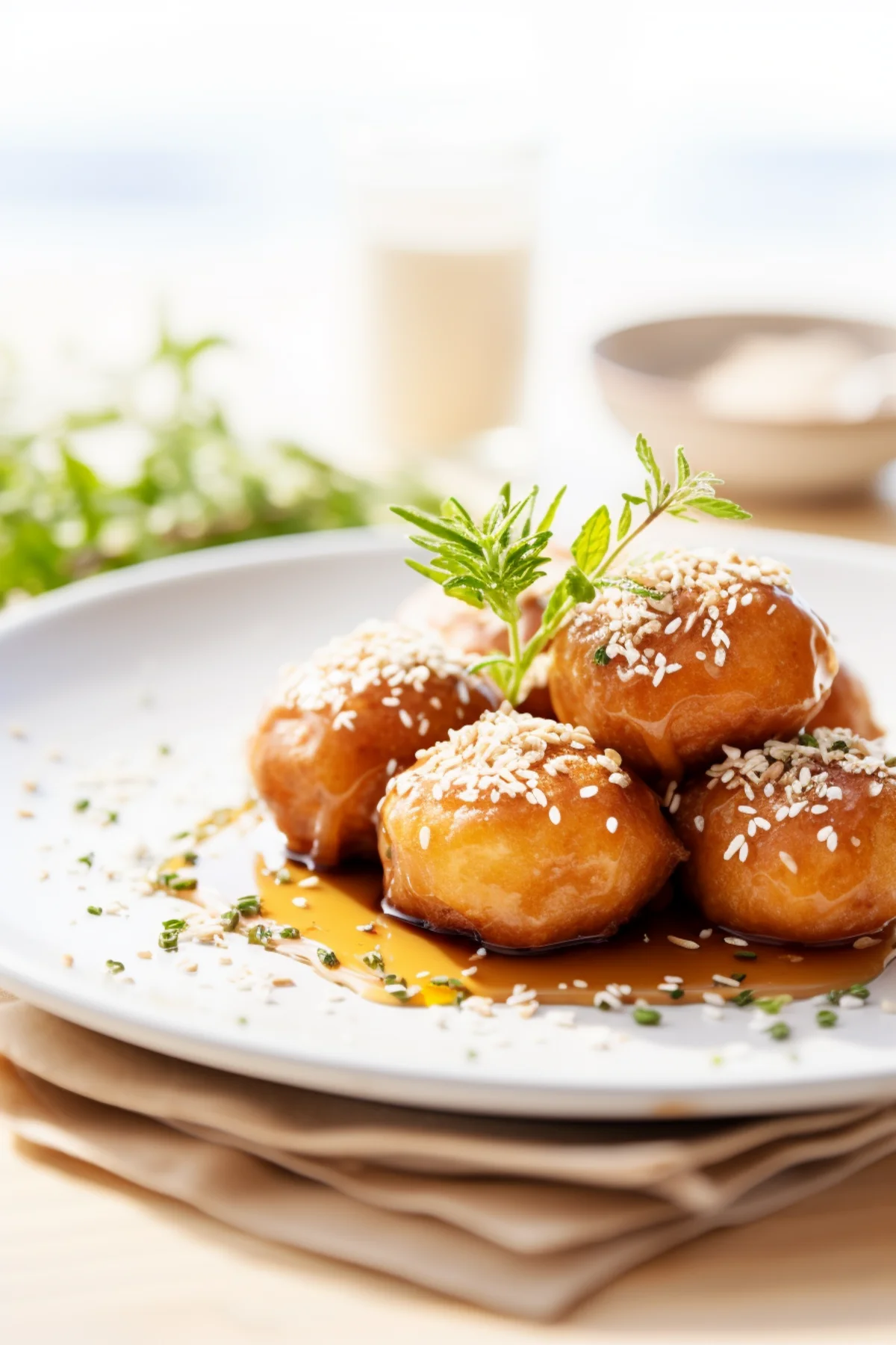 Greek Loukoumades with Thyme Honey and Sesame Seeds_001