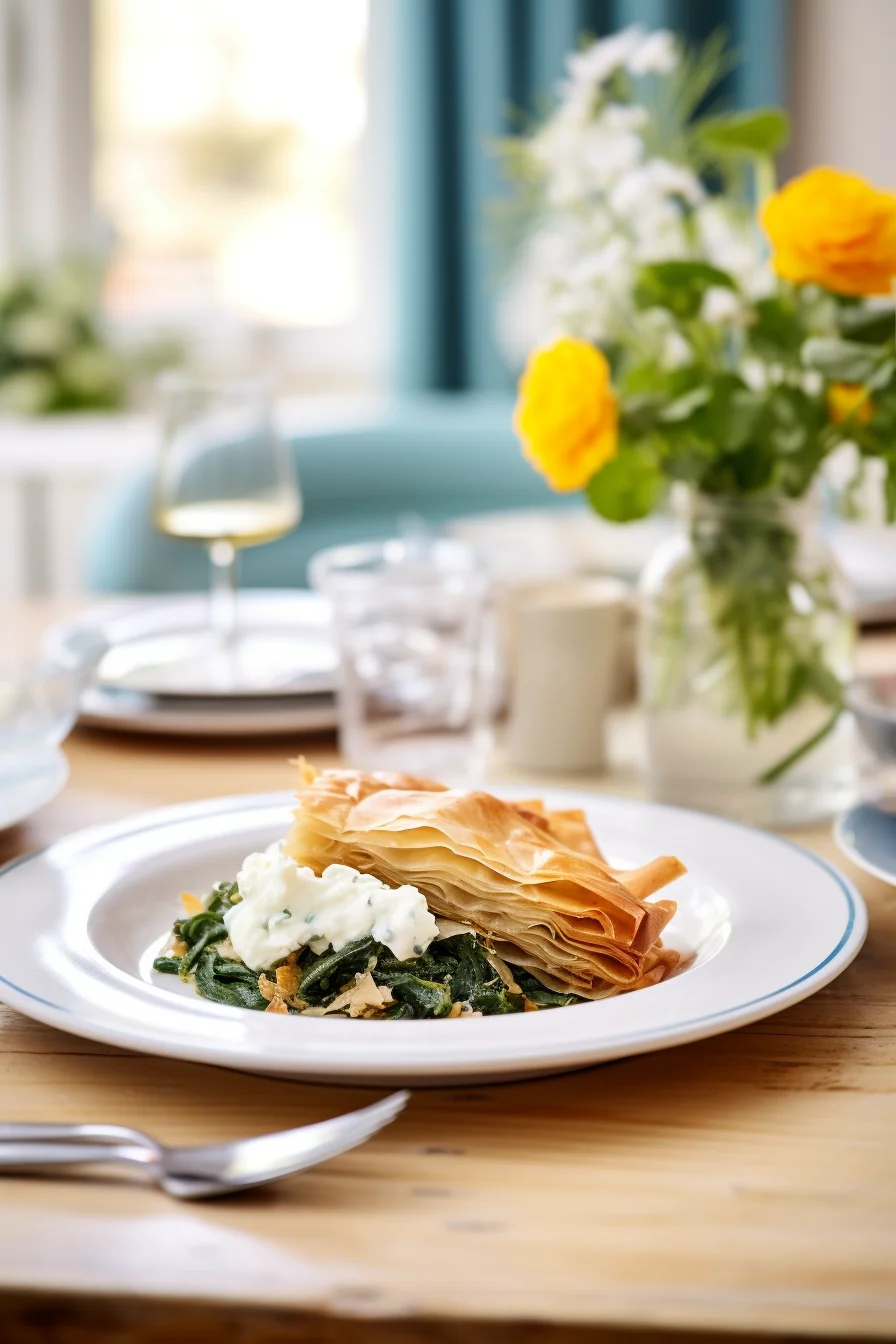 Greek Spanakopita with Wild Greens and Feta Mousse