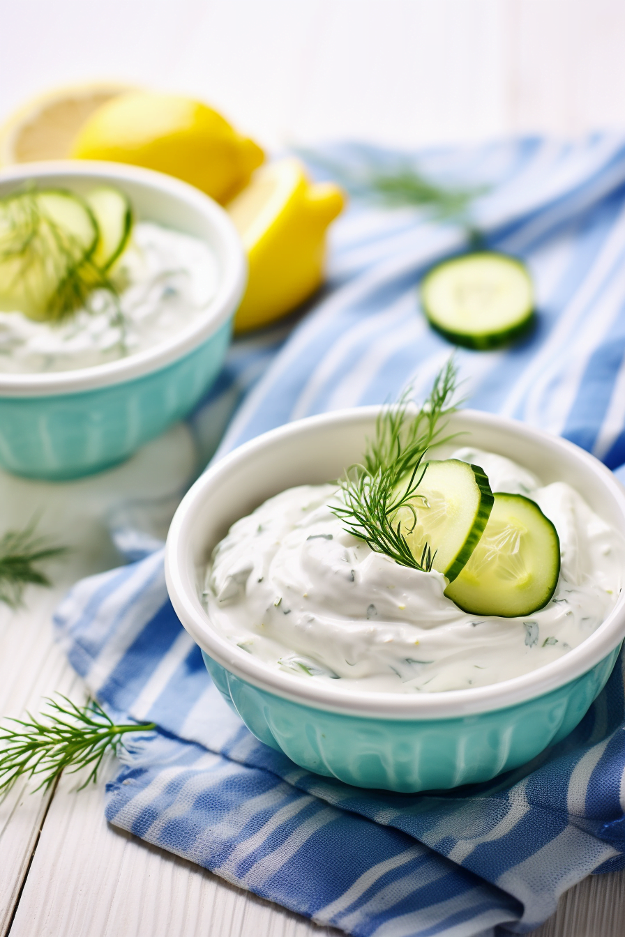 Greek Tzatziki with Dill and Cucumber Ribbons