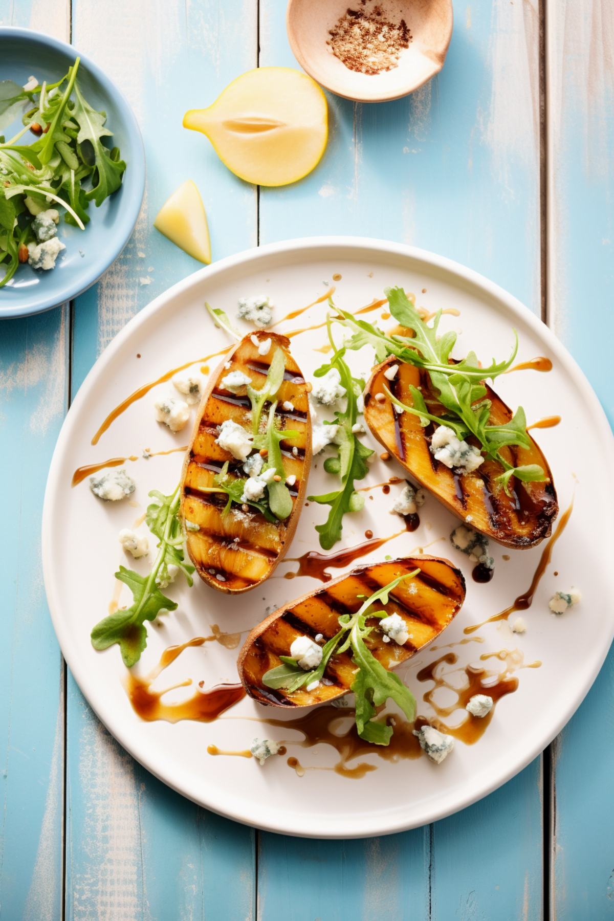 Grilled Pear and Arugula Salad with Blue Cheese and Walnuts_001
