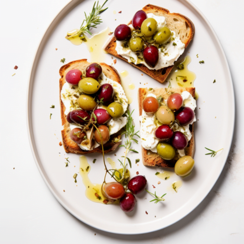 Herb-Marinated Feta with Roasted Grapes and Crostini_001