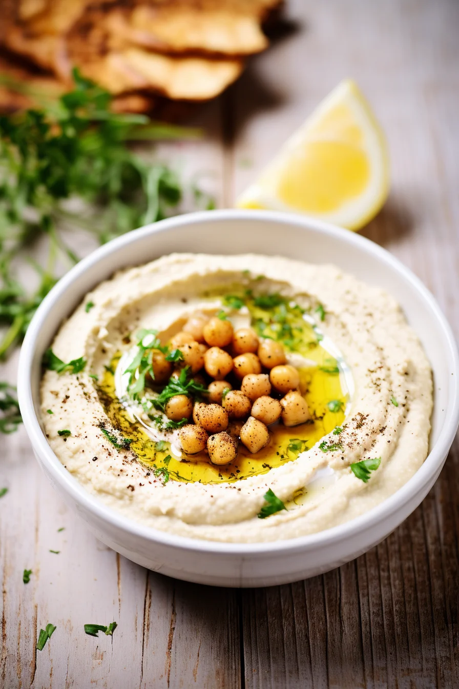 Israeli Hummus with Spiced Chickpeas and Olive Oil