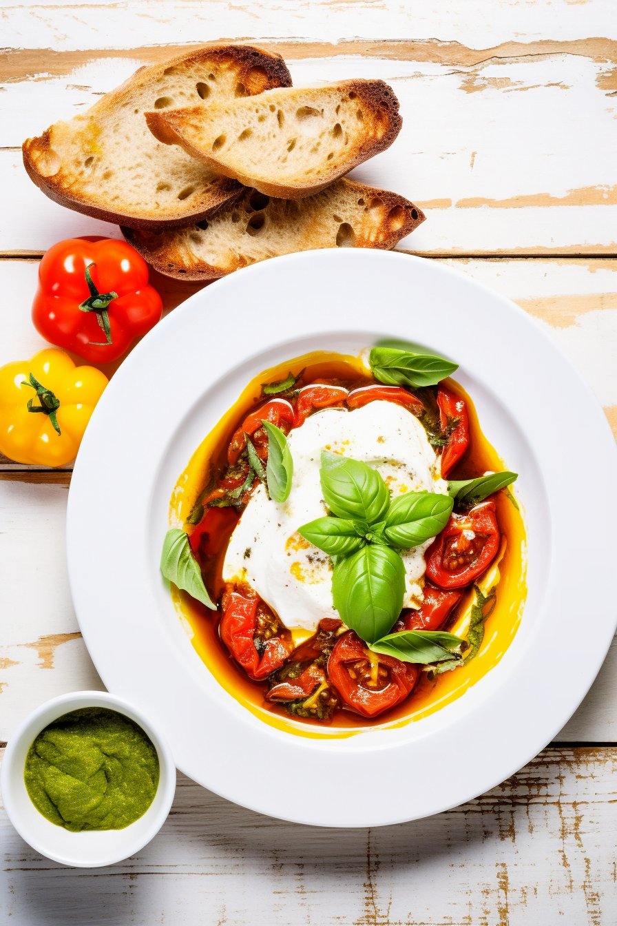 Italian Pappa al Pomodoro with Burrata and Basil Pesto