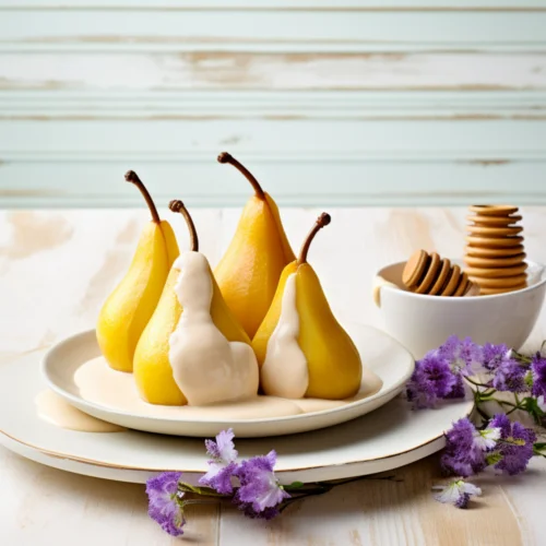 Lavender and Honey Poached Pears with Yogurt_001
