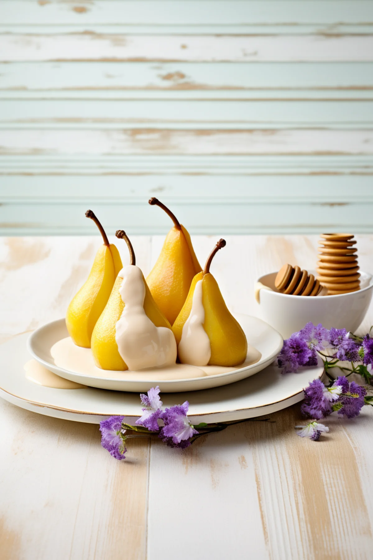 Lavender and Honey Poached Pears with Yogurt_001