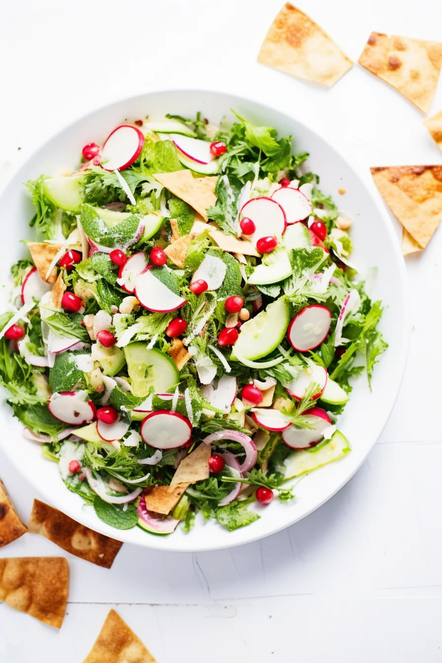 Lebanese Fattoush with Sumac and Pomegranate Dressing