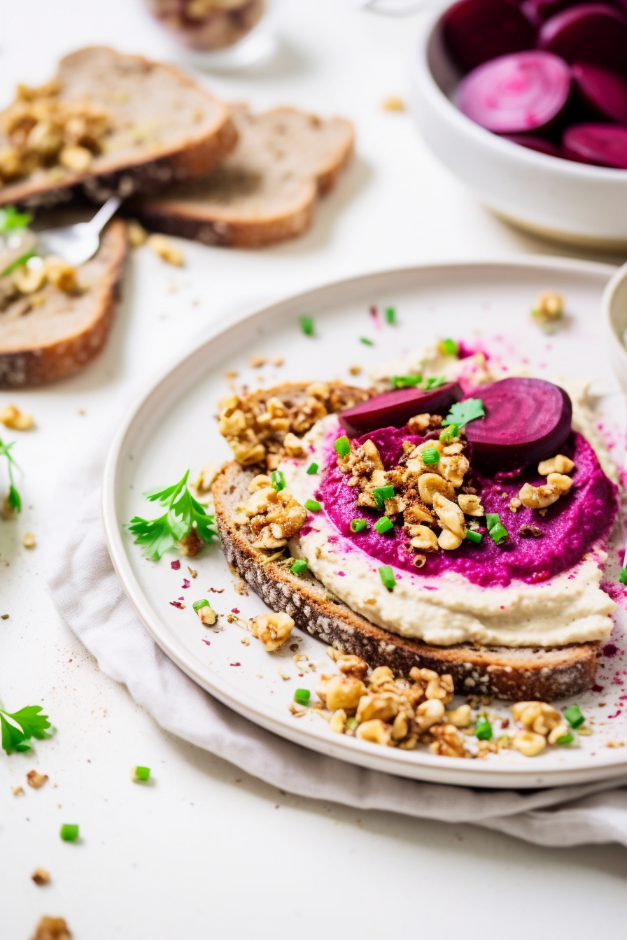 Ingredients for Lebanese Hummus with Roasted Beetroot and Walnut Crumble