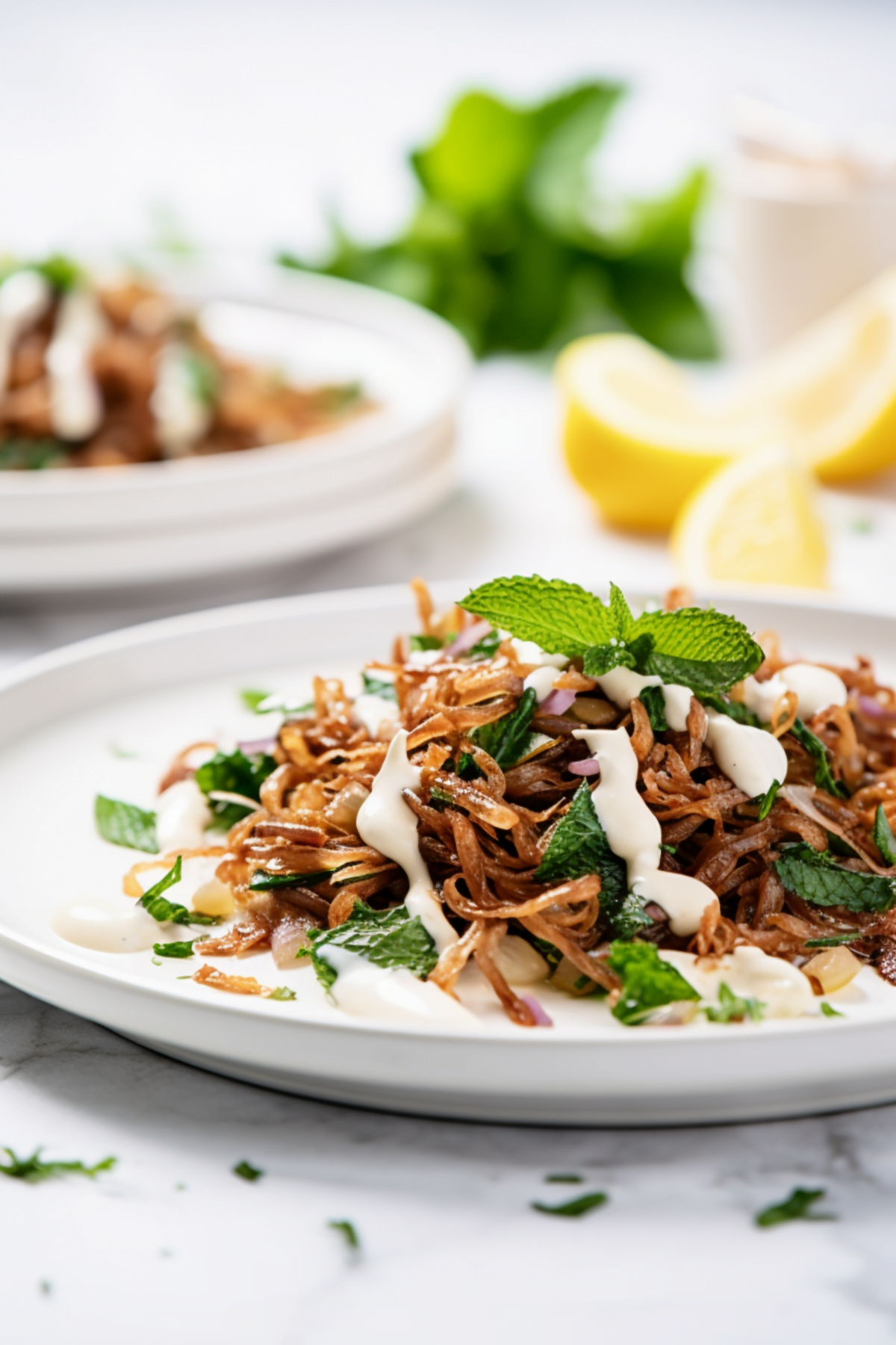 Lebanese Mujadara with Caramelized Shallots and Mint Yogurt_001