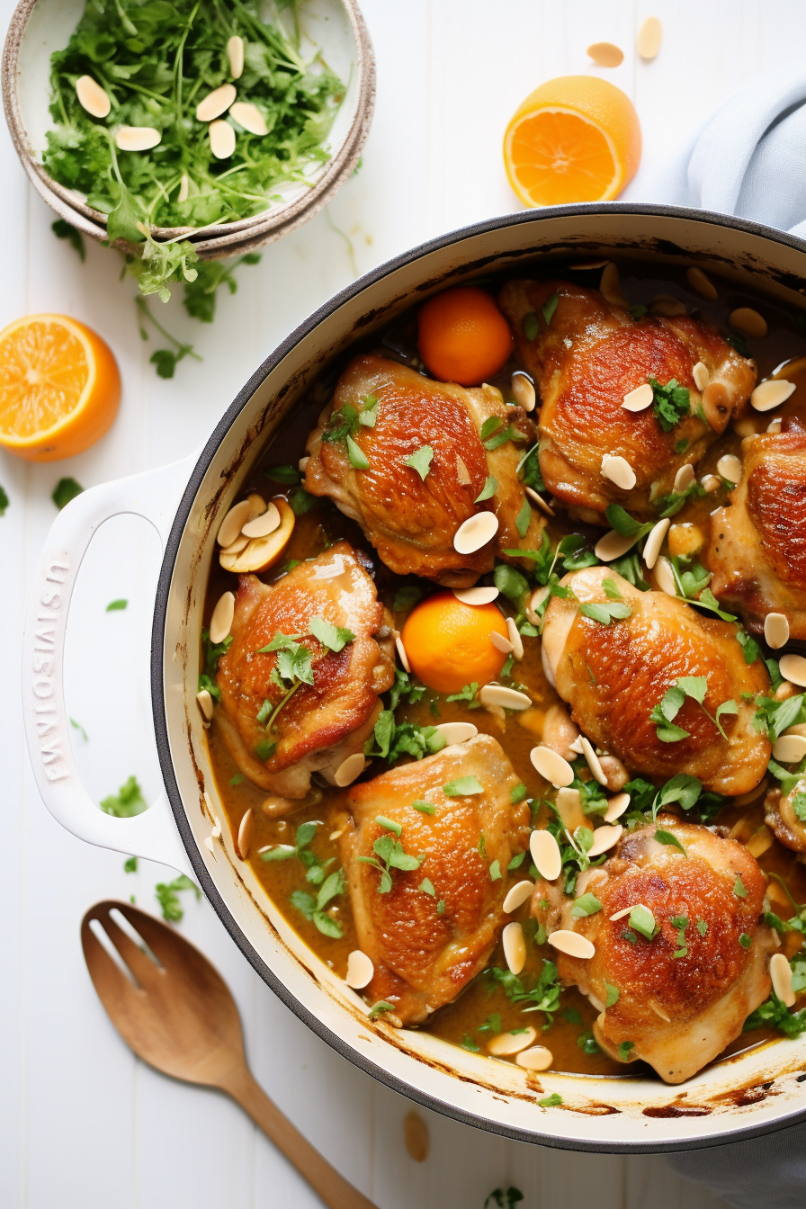 Libyan Spiced Chicken with Apricots and Almonds (Tajin Dajaj)