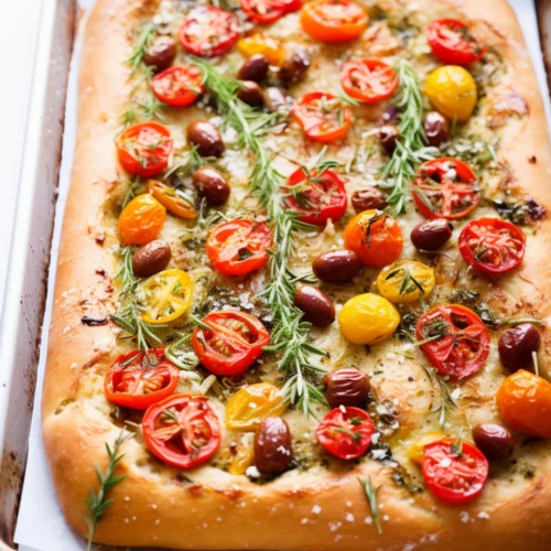 Ligurian Cherry Tomato and Olive Focaccia_001