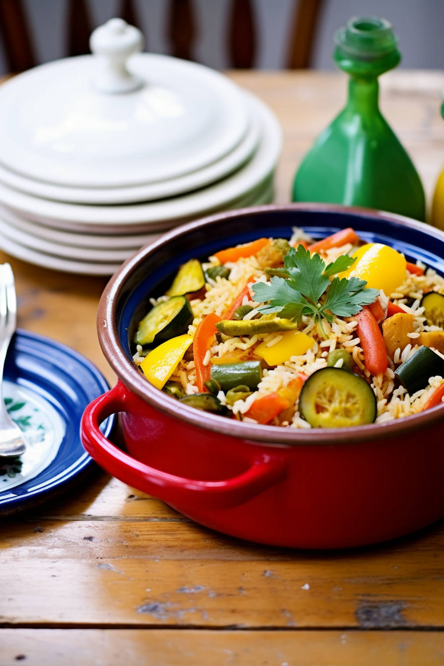Preparing Mallorcan Saffron Rice with Vegetables