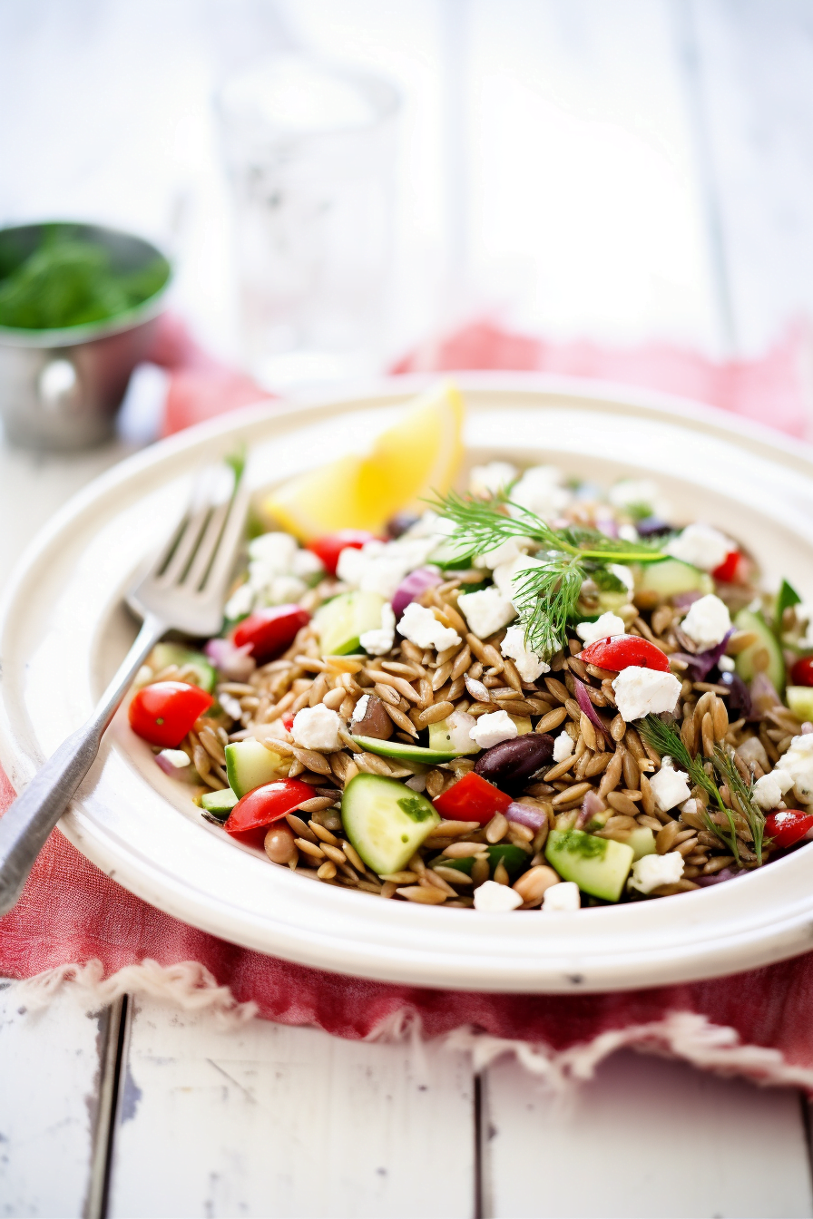 Mediterranean Lentil and Orzo Salad with Sun-Dried Tomatoes