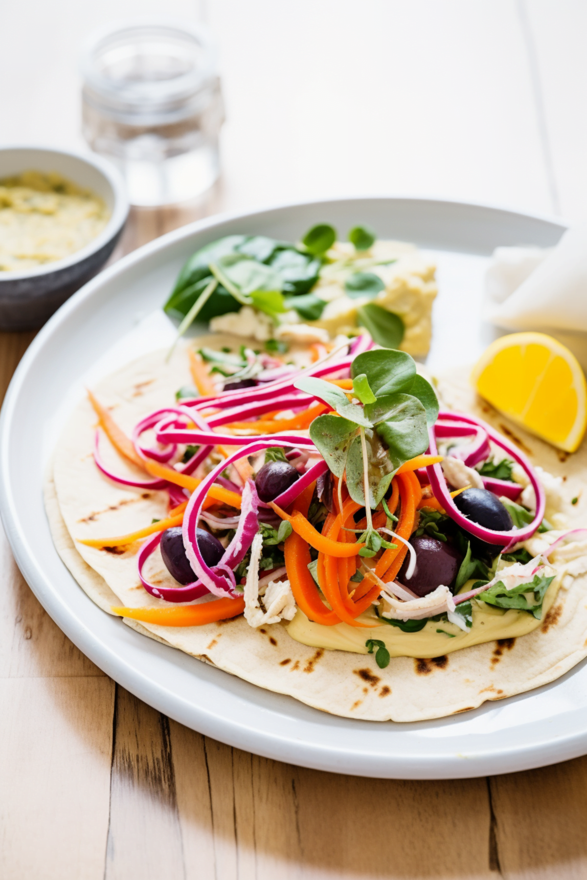 Mediterranean Veggie Wrap with Hummus and Pickled Vegetables_001