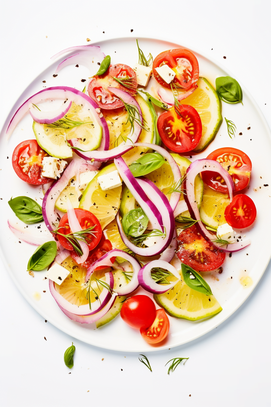 Ingredients for Montenegrin Tomato and Cucumber Salad with Feta
