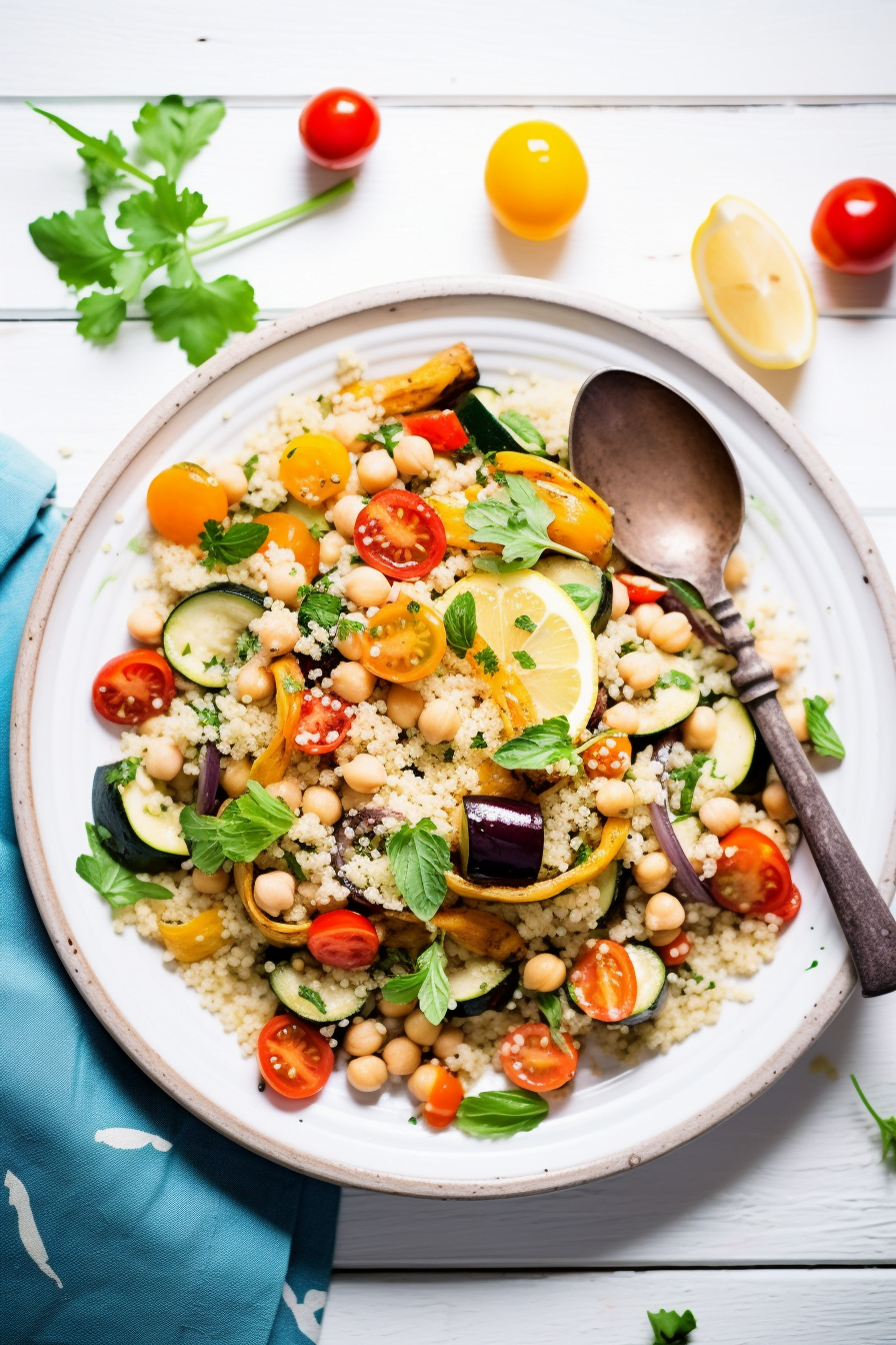 Moroccan Couscous with Roasted Vegetables and Harissa Dressing_004