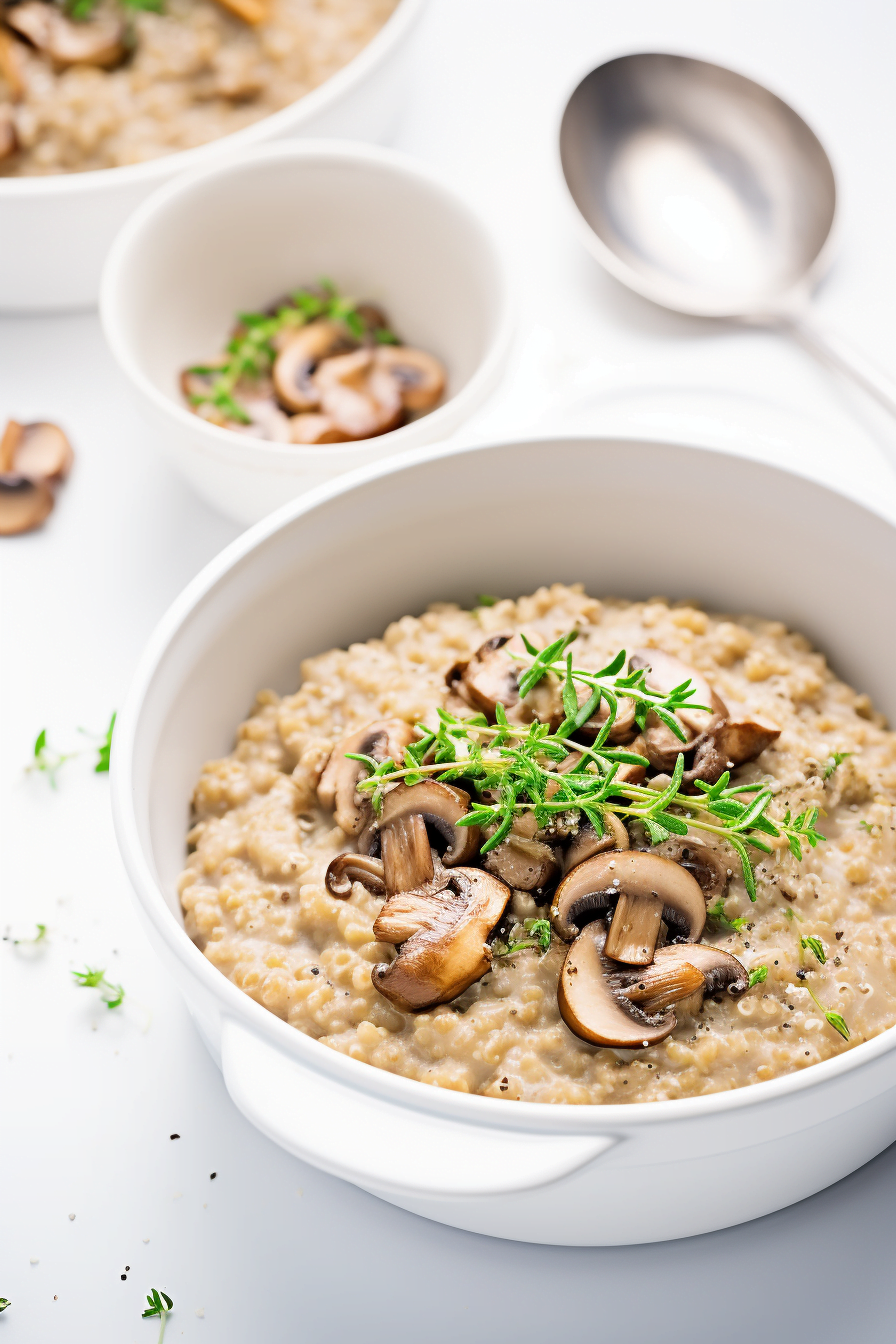 Preparing Mushroom and Thyme Quinoa Risotto