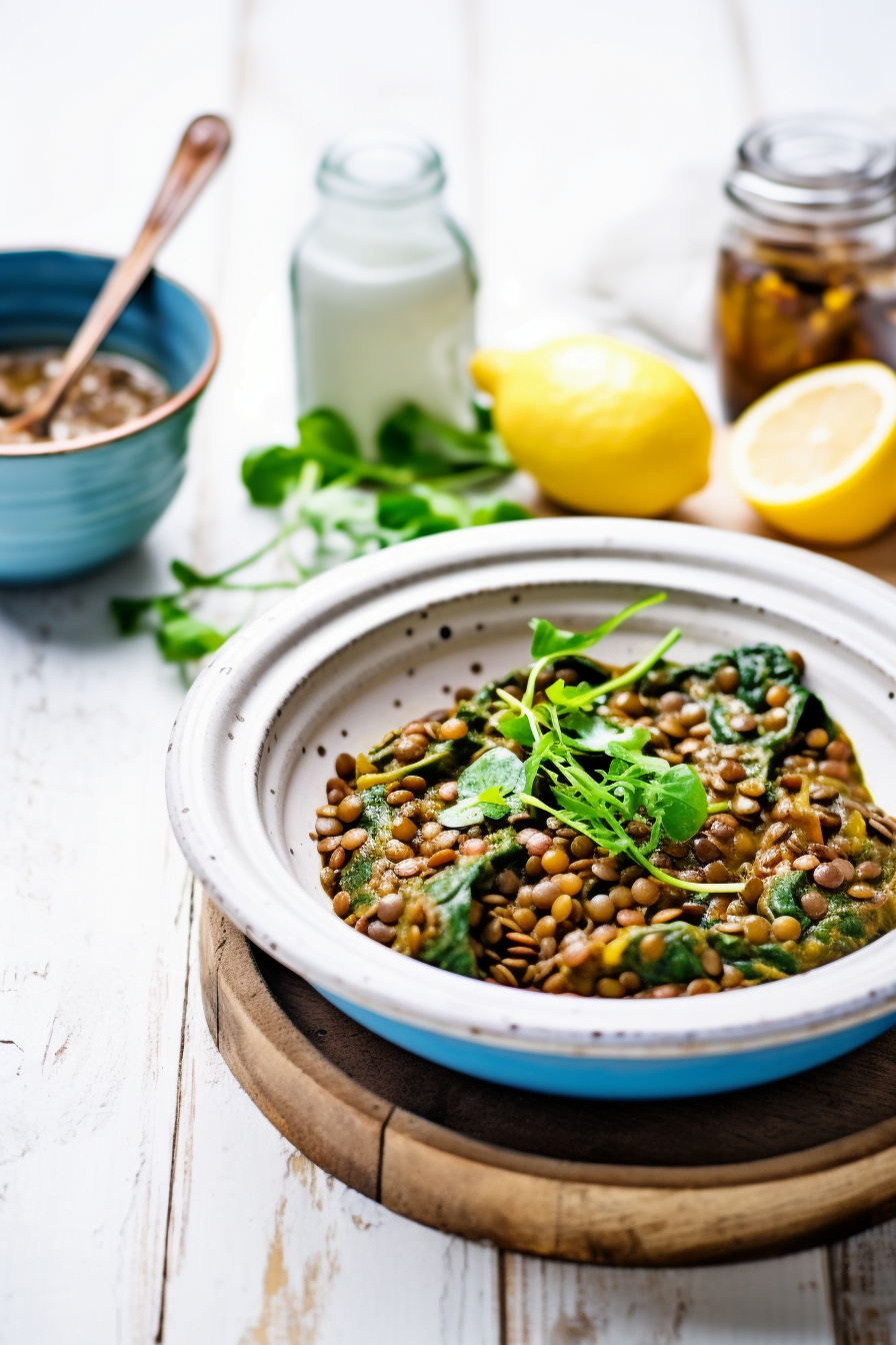 Ingredients for Palestinian Spinach and Lentil Stew