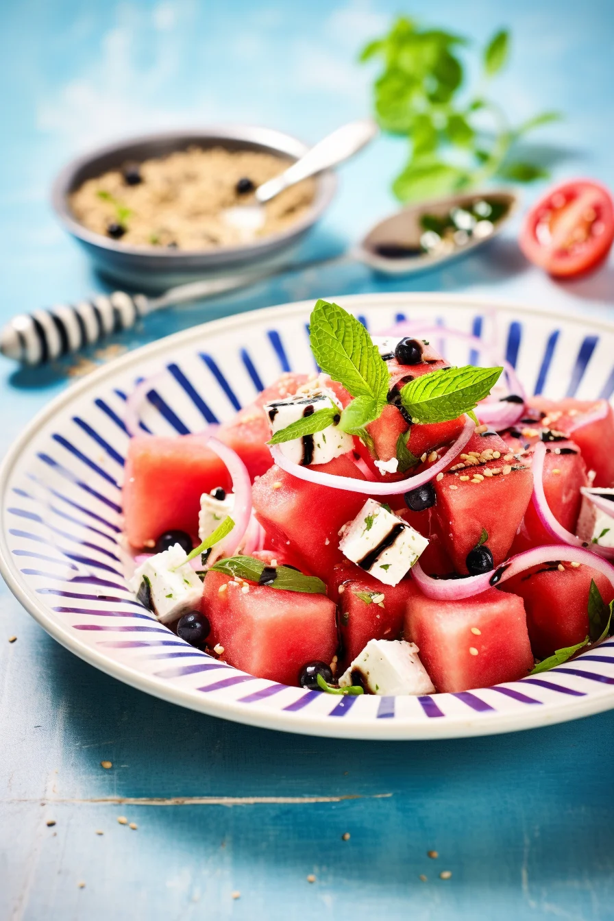 Ingredients for Palestinian Watermelon and Feta Salad