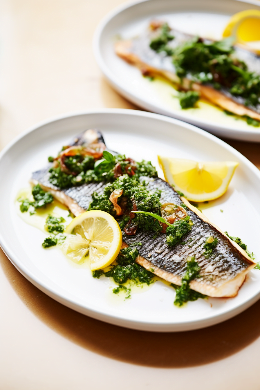 Pan-Seared Branzino with Mediterranean Salsa Verde