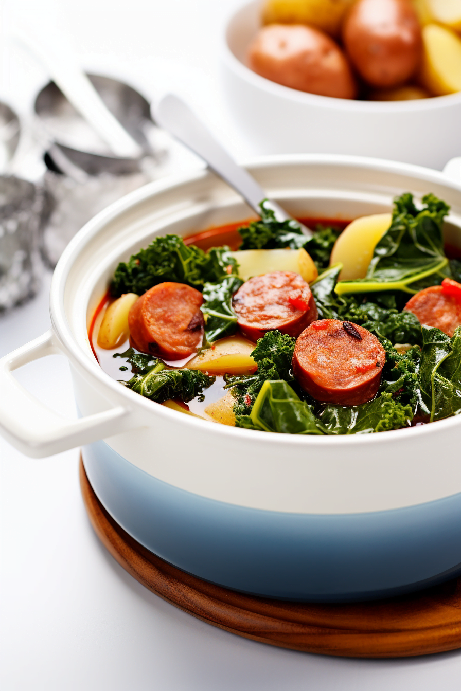 Portuguese Caldo Verde with Chorizo and Kale