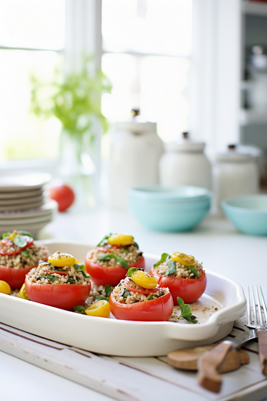 Provencal Stuffed Tomatoes with Quinoa and Herbs