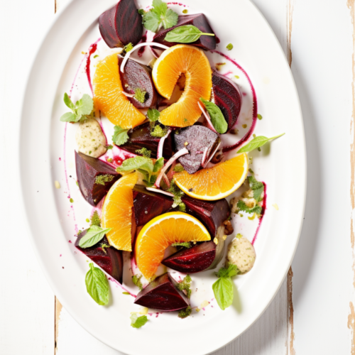 Roasted Beet and Citrus Salad with Pistachio and Mint_001