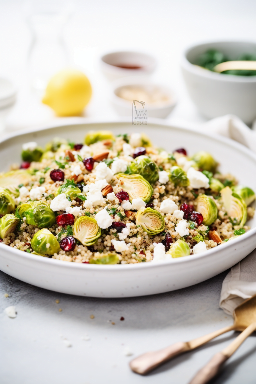 Ingredients for Roasted Brussels Sprouts and Quinoa Salad