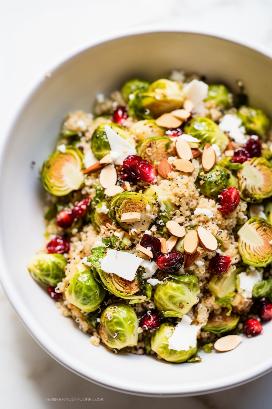 Roasted Brussels Sprouts and Quinoa Salad with Lemon Dressing
