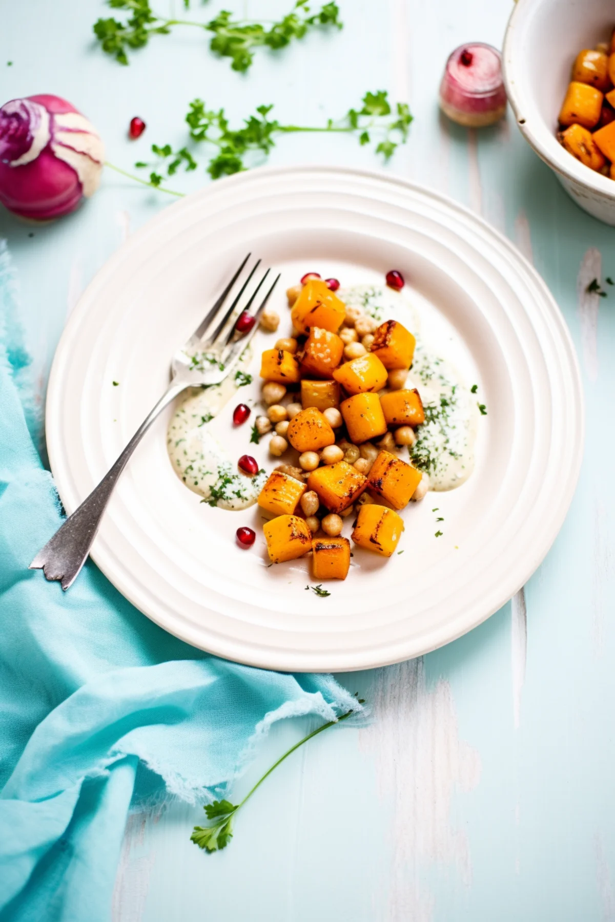 Roasted Butternut Squash with Chickpeas and Tahini Dressing_001