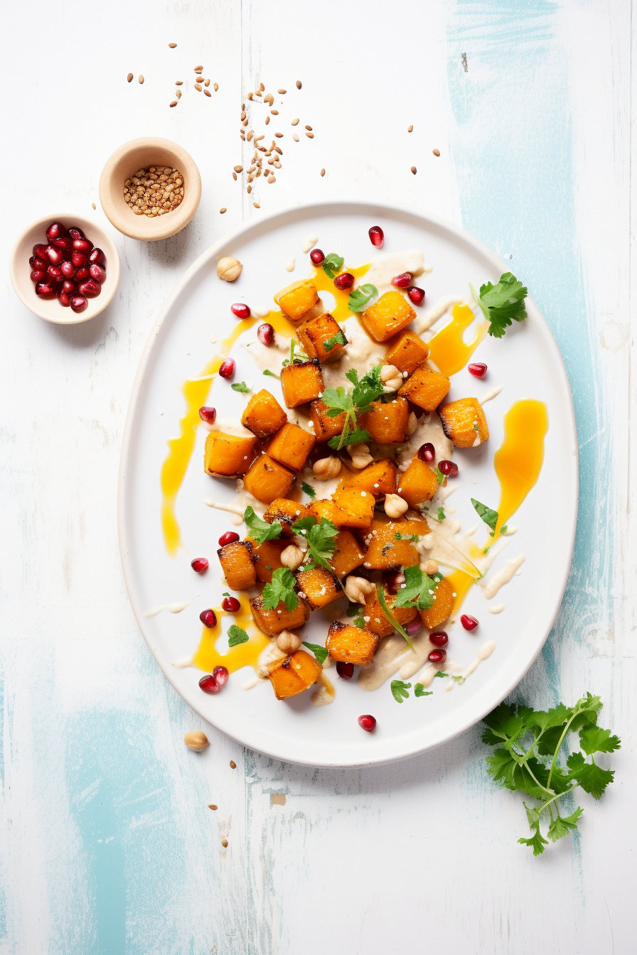Ingredients for Roasted Butternut Squash with Chickpeas and Tahini Dressing