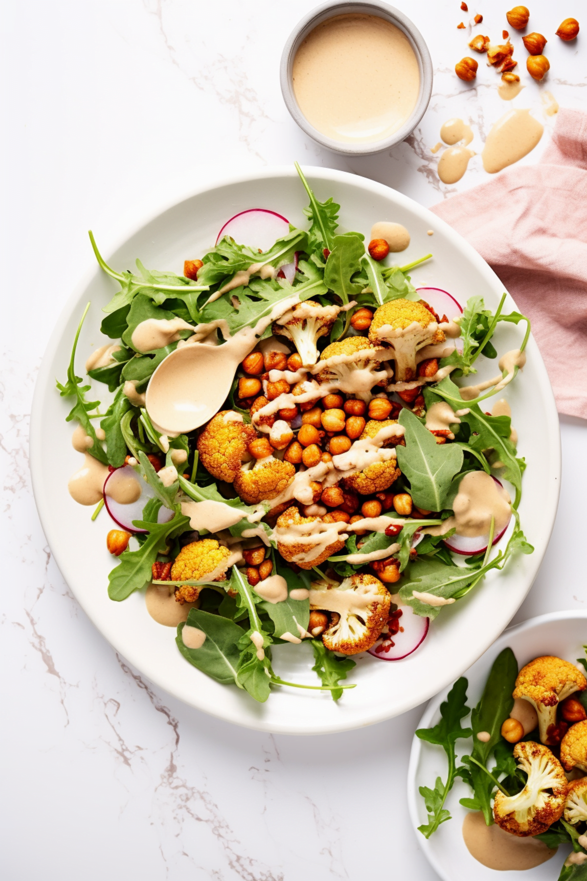 Roasted Cauliflower and Chickpea Salad with Tahini Dressing_001